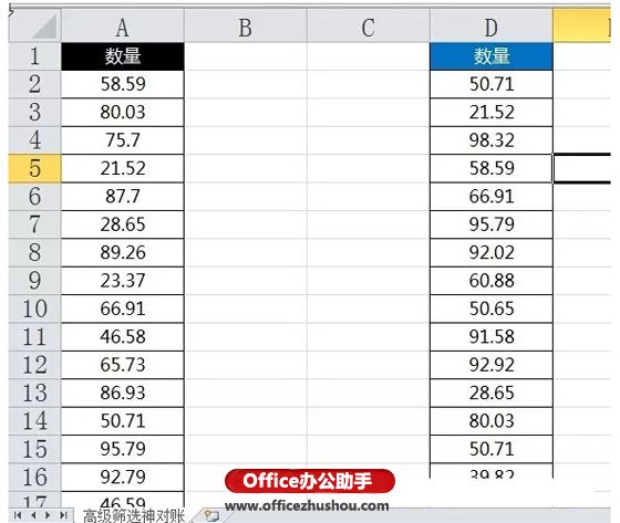 excel数据高级筛选 使用高级筛选比较Excel两列数据异同的方法