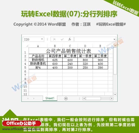 excel多列数据排序 Excel中数据按行和按列排序的方法