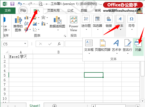 excel插入对象文件夹 Excel2013中插入对象文件的方法