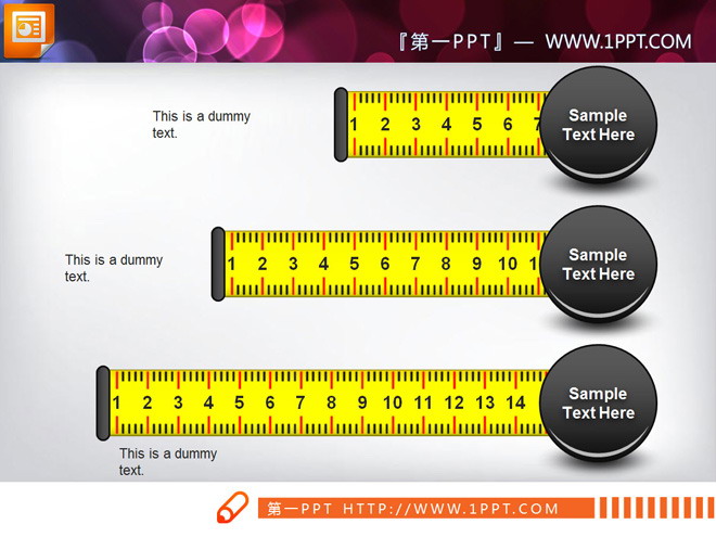 米尺PPT背景图片 米尺层级关系幻灯片图表