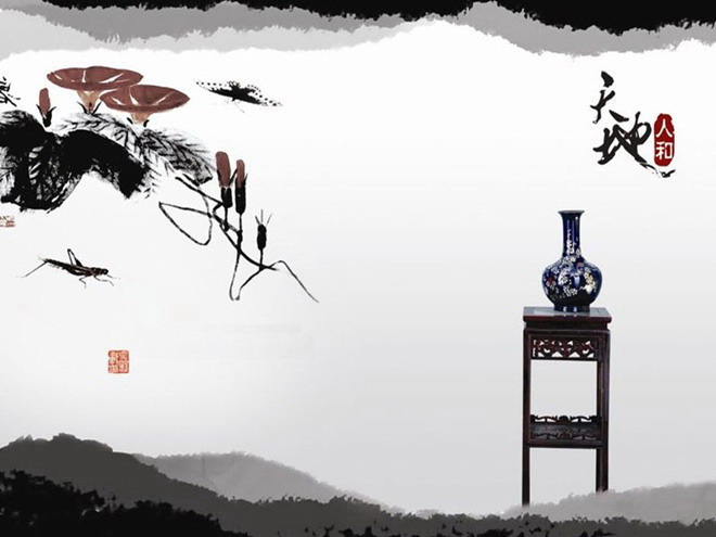 中国画幻灯片背景图片 一组中国水墨画背景的古典中国风PPT背景图片