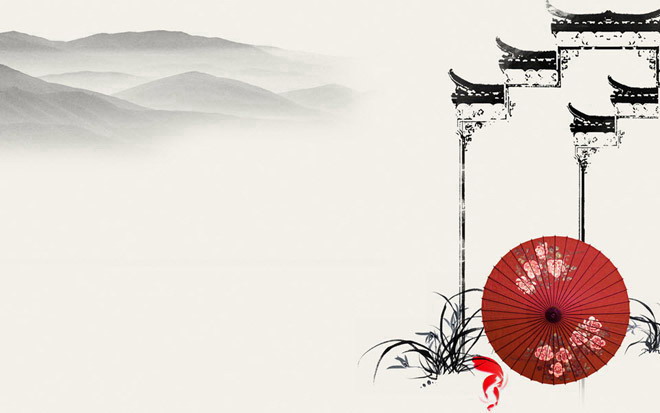 国画水墨画ppt背景图片 古色古香的中国风ppt背景模板