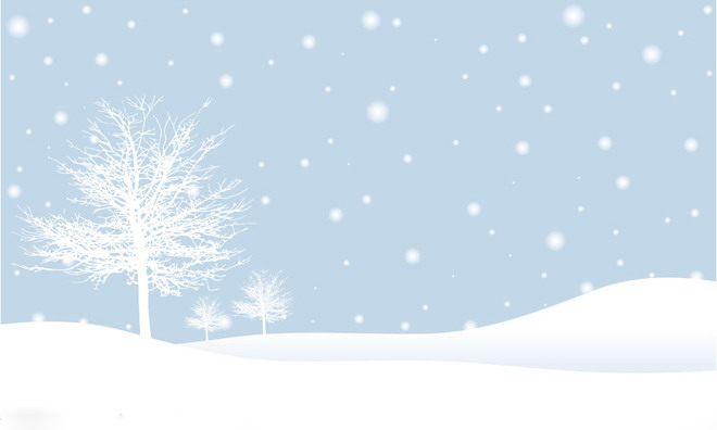 雪地、雪花PPT背景图片 两张雪地大树雪花淡雅PPT背景图片