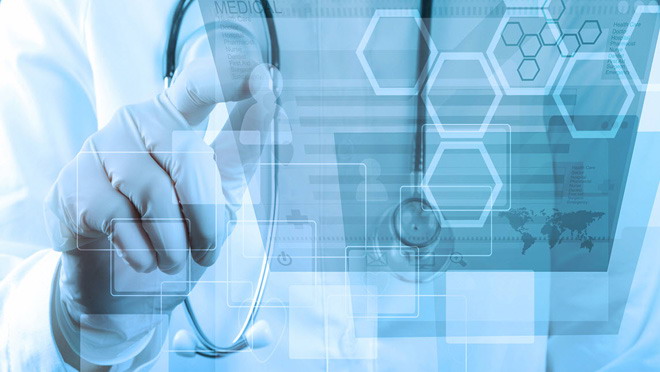 蓝色PPT背景图片 带有科技感的医疗医学PPT背景图片