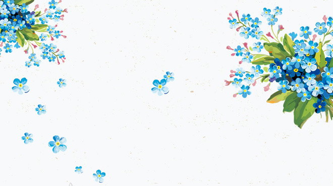 蓝色花卉PPT背景图片 蓝色清新动态复古花卉PPT背景图片
