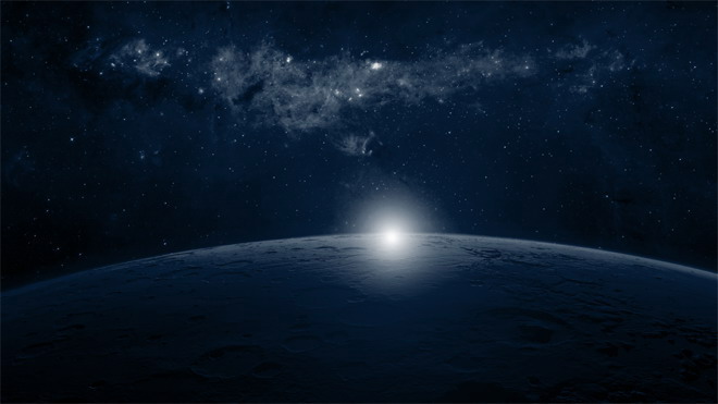 星球PPT背景图片 太阳升起的星球PPT背景图片