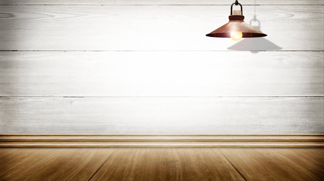 木纹木板PPT背景图片 木板吊灯背景的怀旧PPT背景图片