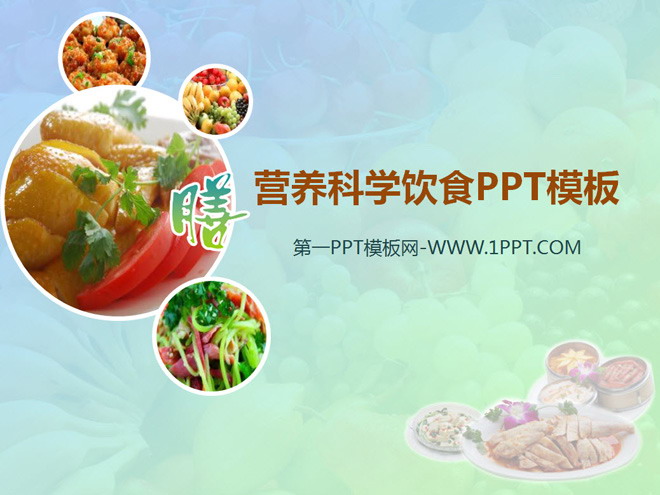 营养、餐饮行业PPT模板 合理膳食保健养生幻灯片模板下载