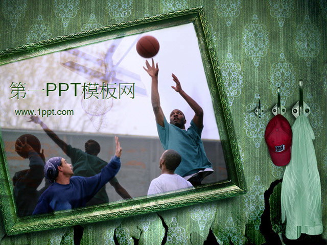 街头篮球主题幻灯片模板 街头篮球背景体育运动PPT模板下载