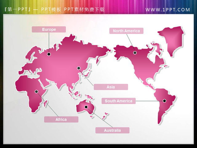 世界地图幻灯片背景图片 粉色世界地图PPT小插图下载