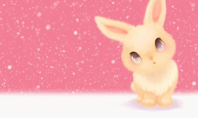 粉色背景图片 粉色可爱的小兔子PPT背景图片