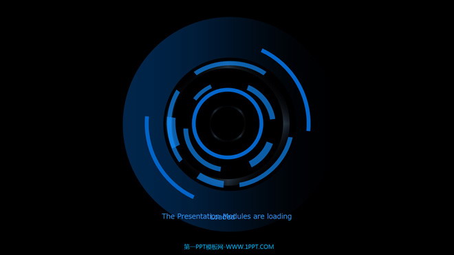 蓝色、黑色PPT背景 蓝色科技转动加载动画PPT下载