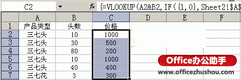 通过IF({1,0}和VLOOKUP函数实现Excel的双条件多条件查找的方法