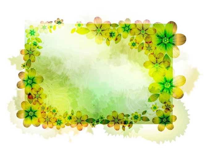 黄色、绿色PPT背景图片 黄褐色花卉边框PPT背景图片