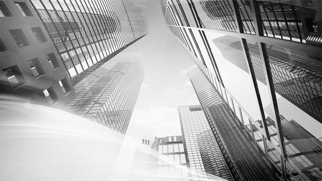 黑白写字楼PPT背景图片 高耸的商务写字楼建筑PPT背景图片