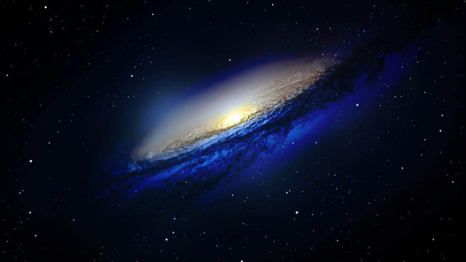 蓝色星空PPT背景图片 唯美蓝色银河系PPT背景图片