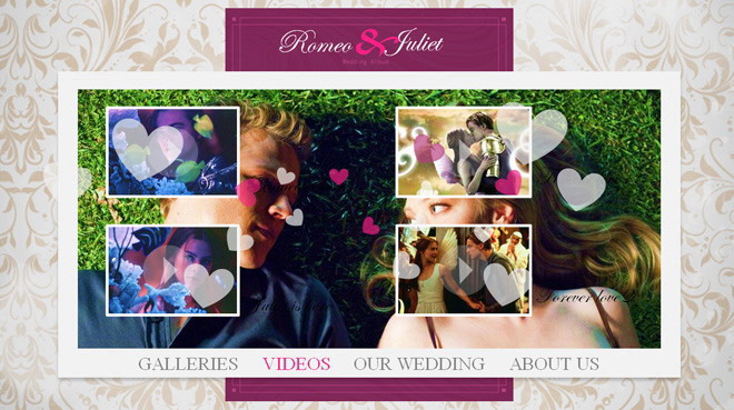 动态紫色 紫色浪漫婚礼幻灯片模板下载