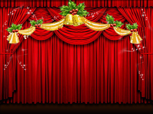 红色幕布PPT背景图片 幕布背景动态圣诞节PPT背景模板