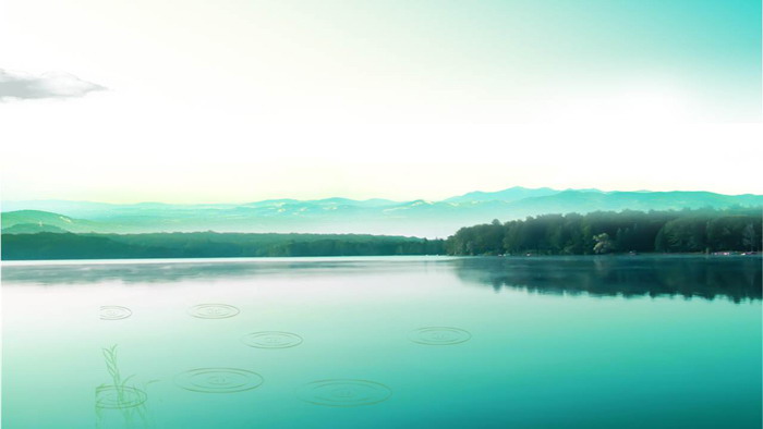 绿色湖泊 两张雅致湖光山色自然风景PPT背景图片