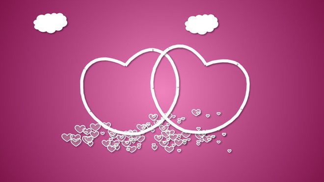 粉色PPT背景 粉色爱心背景的动态情人节幻灯片模板