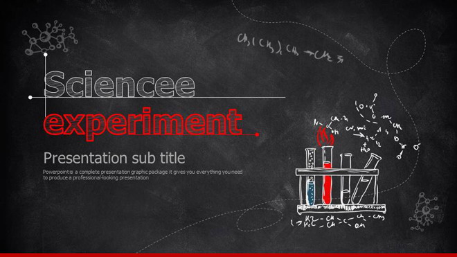黑板幻灯片背景图片 红色黑板粉笔手绘科学化学实验PPT课件模板