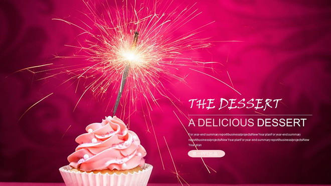 甜点幻灯片背景图片 粉色冰激凌甜点背景的美食PPT模板