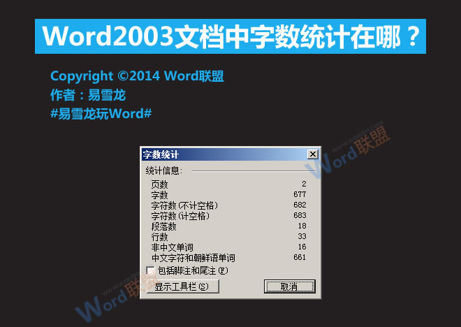 word文档字数统计 Word2003文档中字数统计在哪？