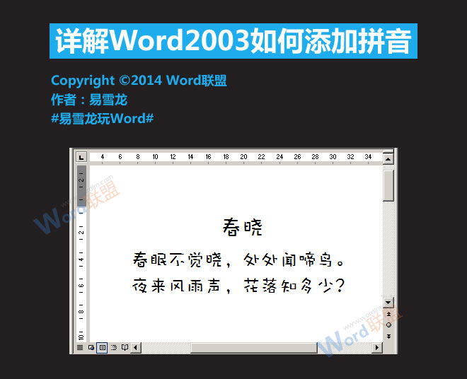 Word标注拼音 详解Word2003如何添加拼音标注