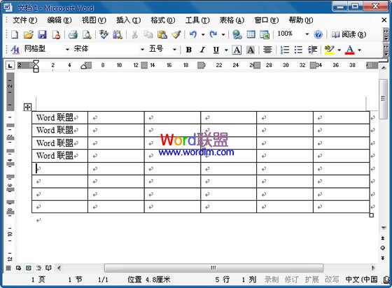 如何在word中将表格拆分 Word2003文档中将一个表格拆分成两个表格最快的方法